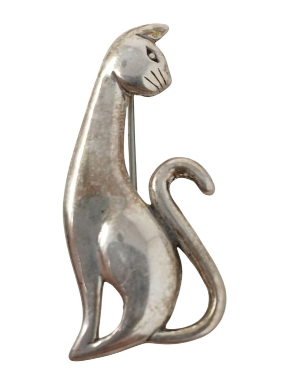 Vintage Jezlaine Sterling Silver Standing Cat Brooch Sitting Kitty Pin 925 #G-2